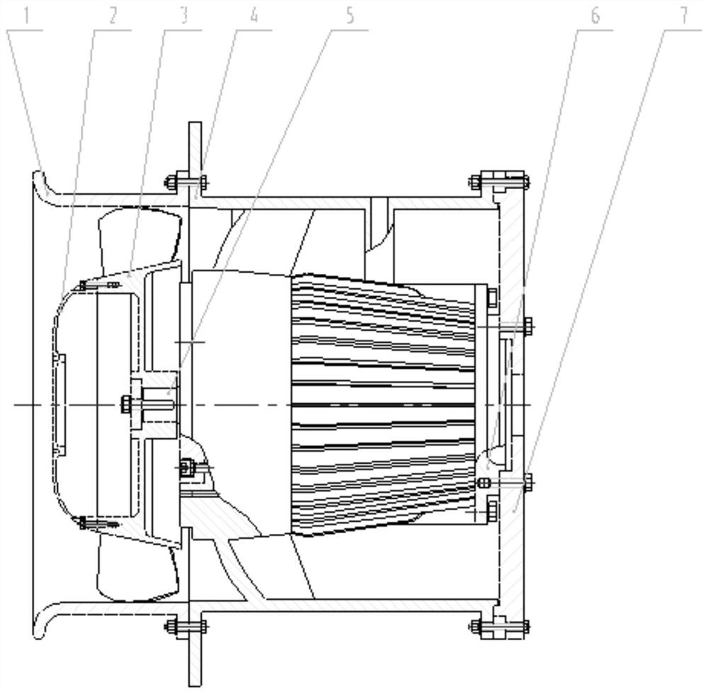 Low-noise high-speed diagonal flow fan for ship