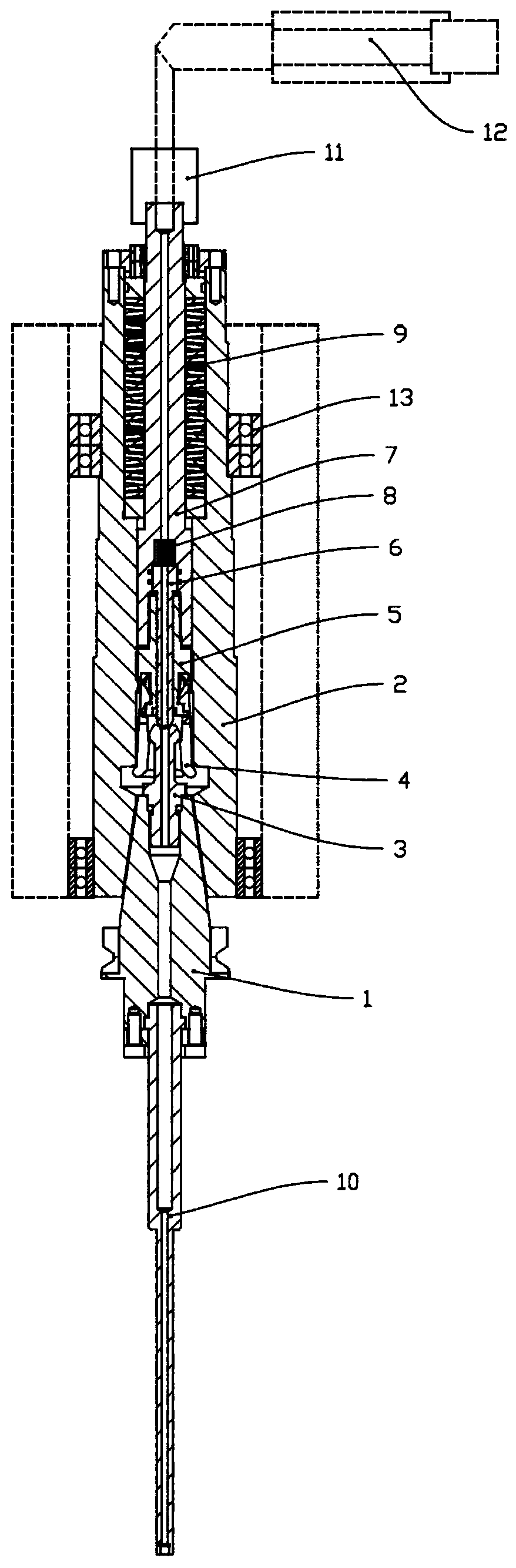 Self-sealing high-pressure center water outlet main shaft