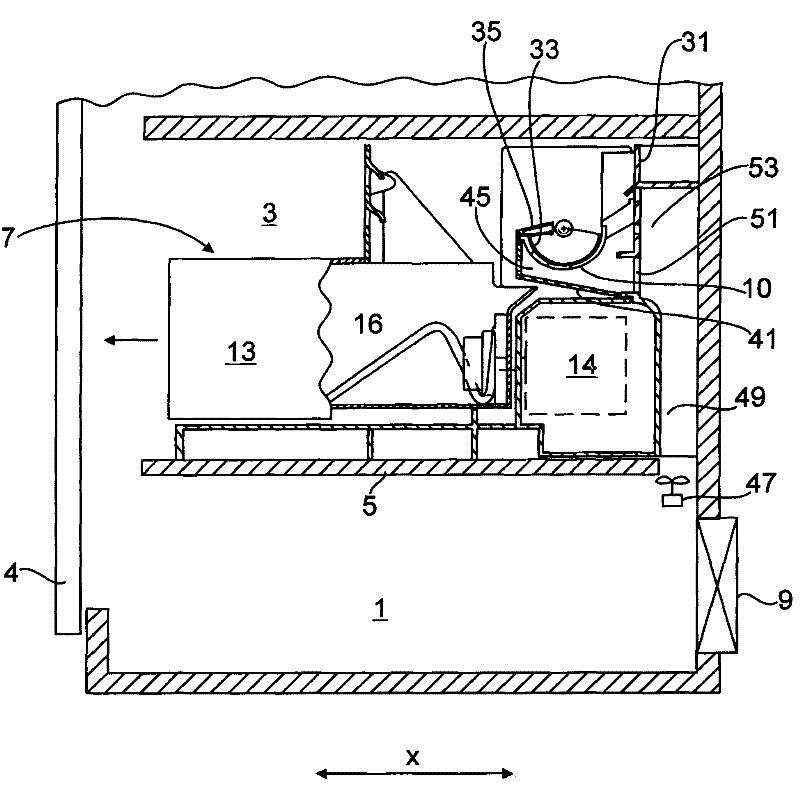 Refrigeration device comprising an ice maker