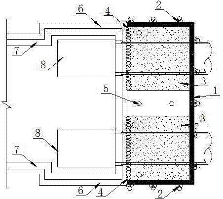 U-shaped plain concrete ground connecting wall steel adding sleeve shield structure and receiving method thereof