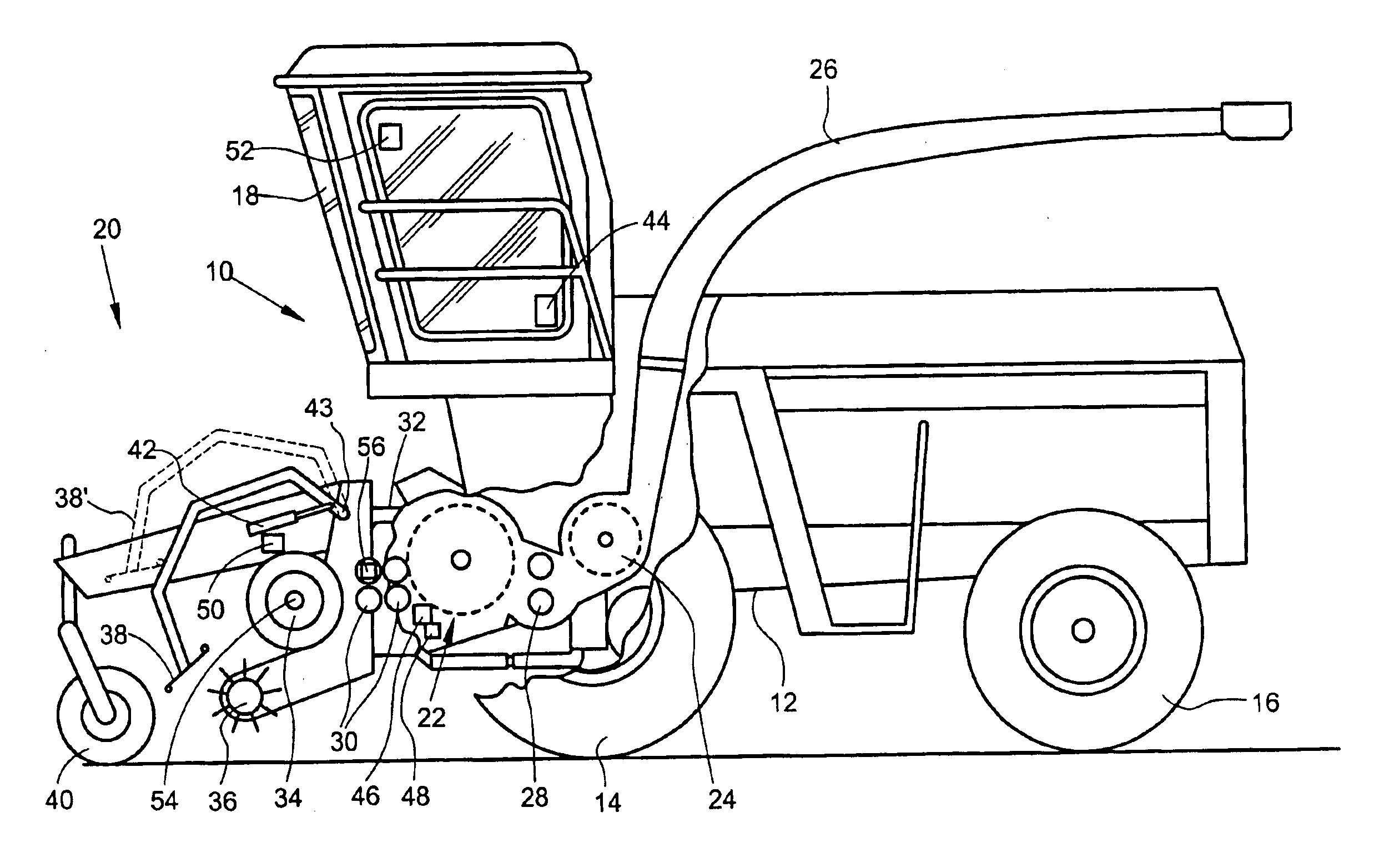 Detection arrangement for the detection of a crop jam in a harvesting machine