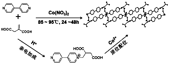 Magnetic cobalt (II) complex based on 4,4'-bipyridine-itaconic acid derivative ligand and preparation method of magnetic cobalt (II) complex