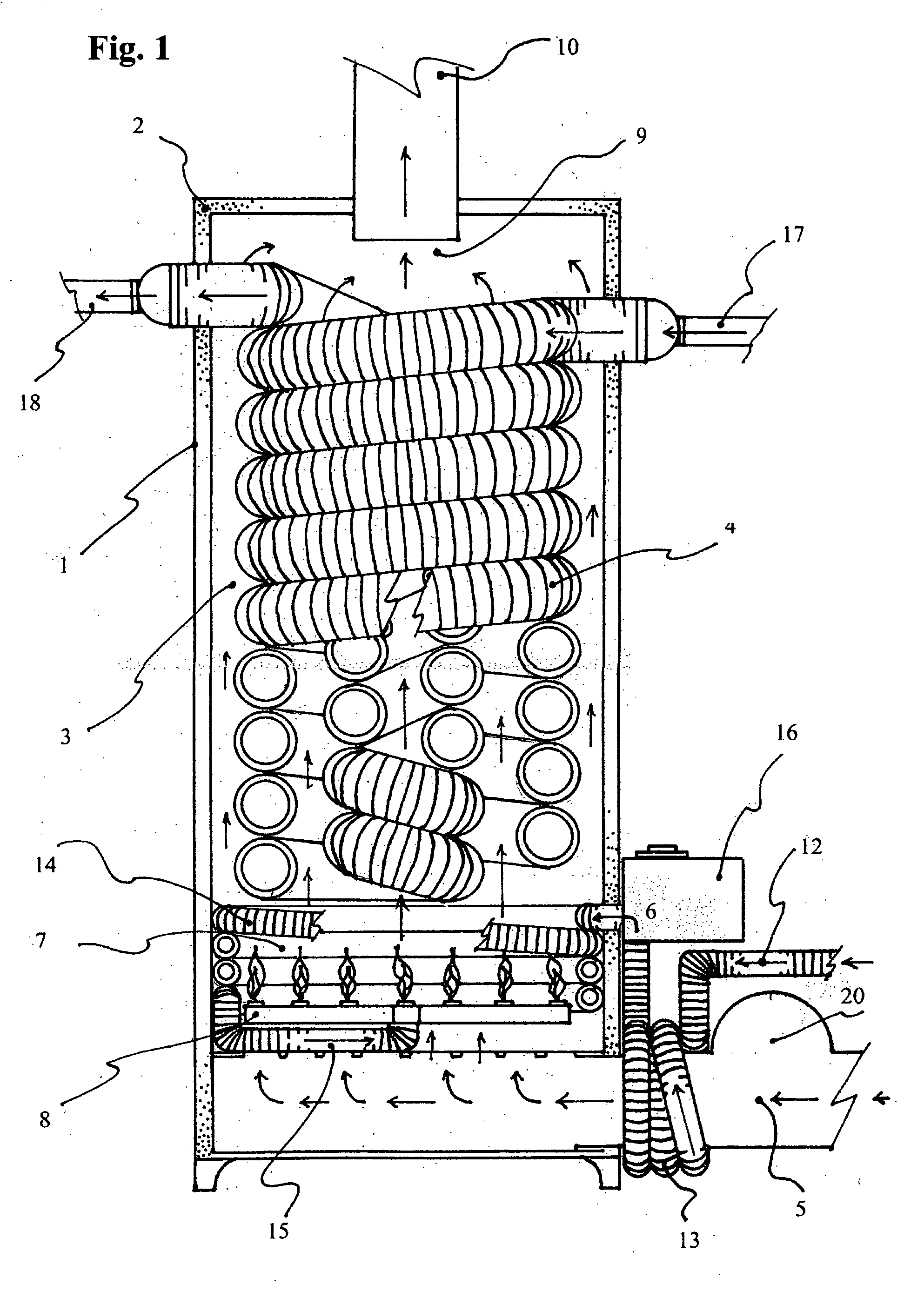 Combination of devices operational to increase the efficiency of storage tank or flow-through type waterheaters and hydronic boilers