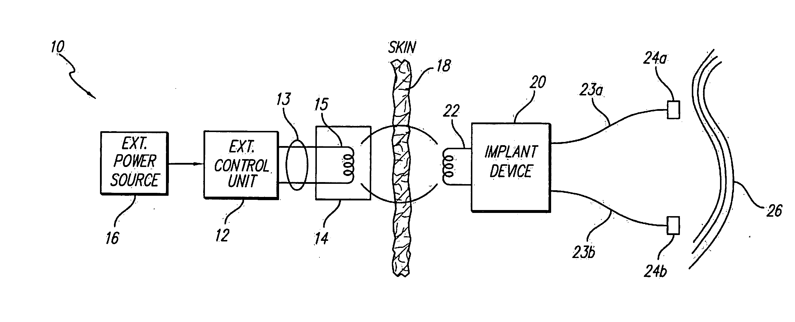 Voltage converter for implantable microstimulator using RF-powering coil