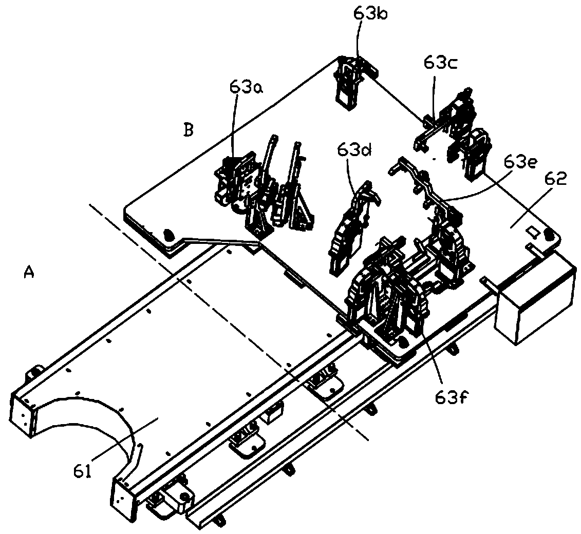Workpiece conveying system of white automobile body welding production line and control method thereof