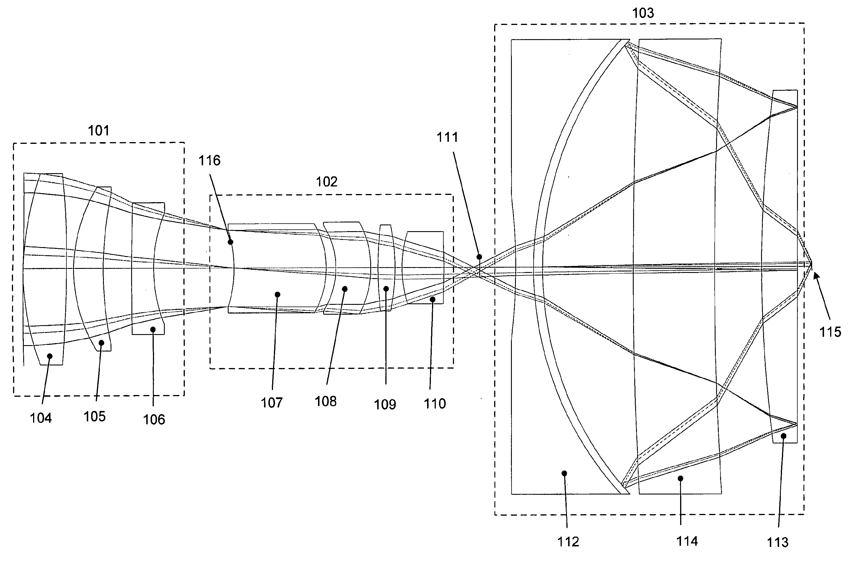 External beam delivery system using catadioptric objective with aspheric surfaces