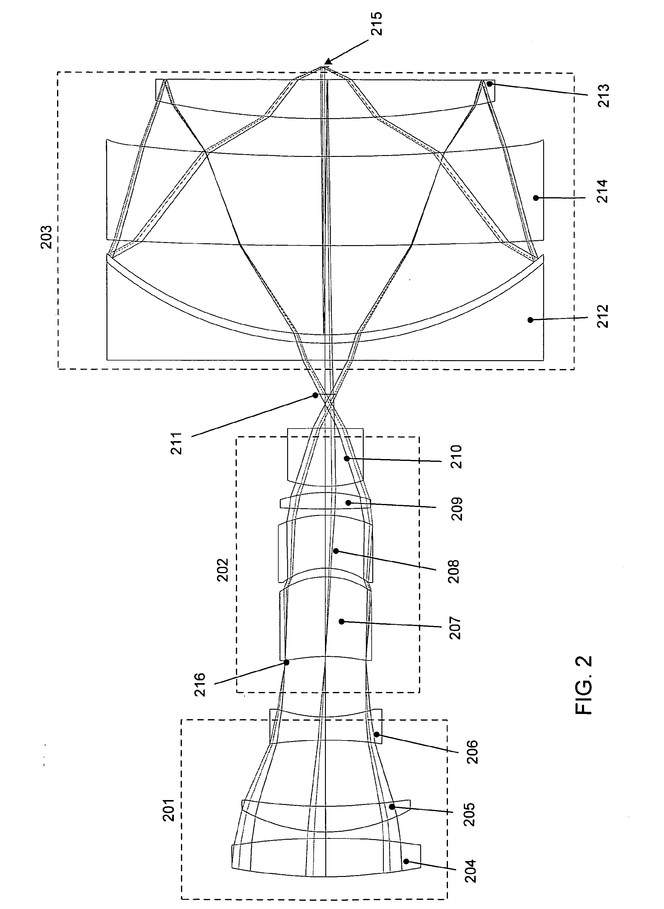 External beam delivery system using catadioptric objective with aspheric surfaces