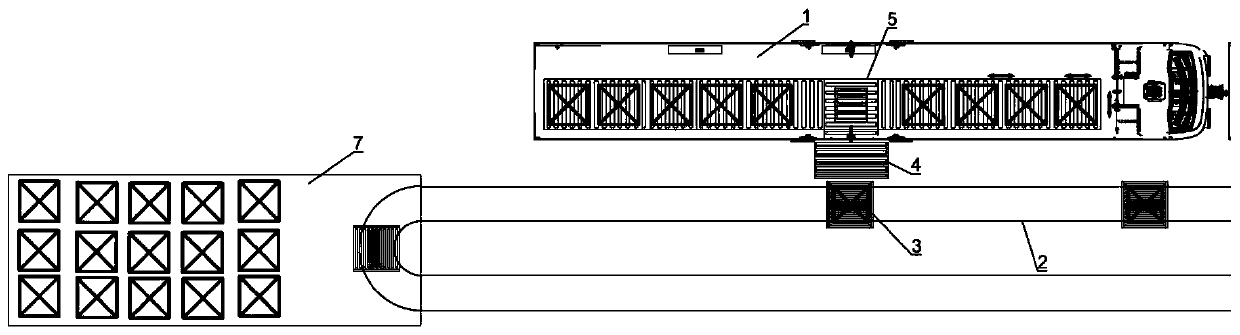 High-speed railway logistics platform loading and unloading system based on transitional lifting roller table