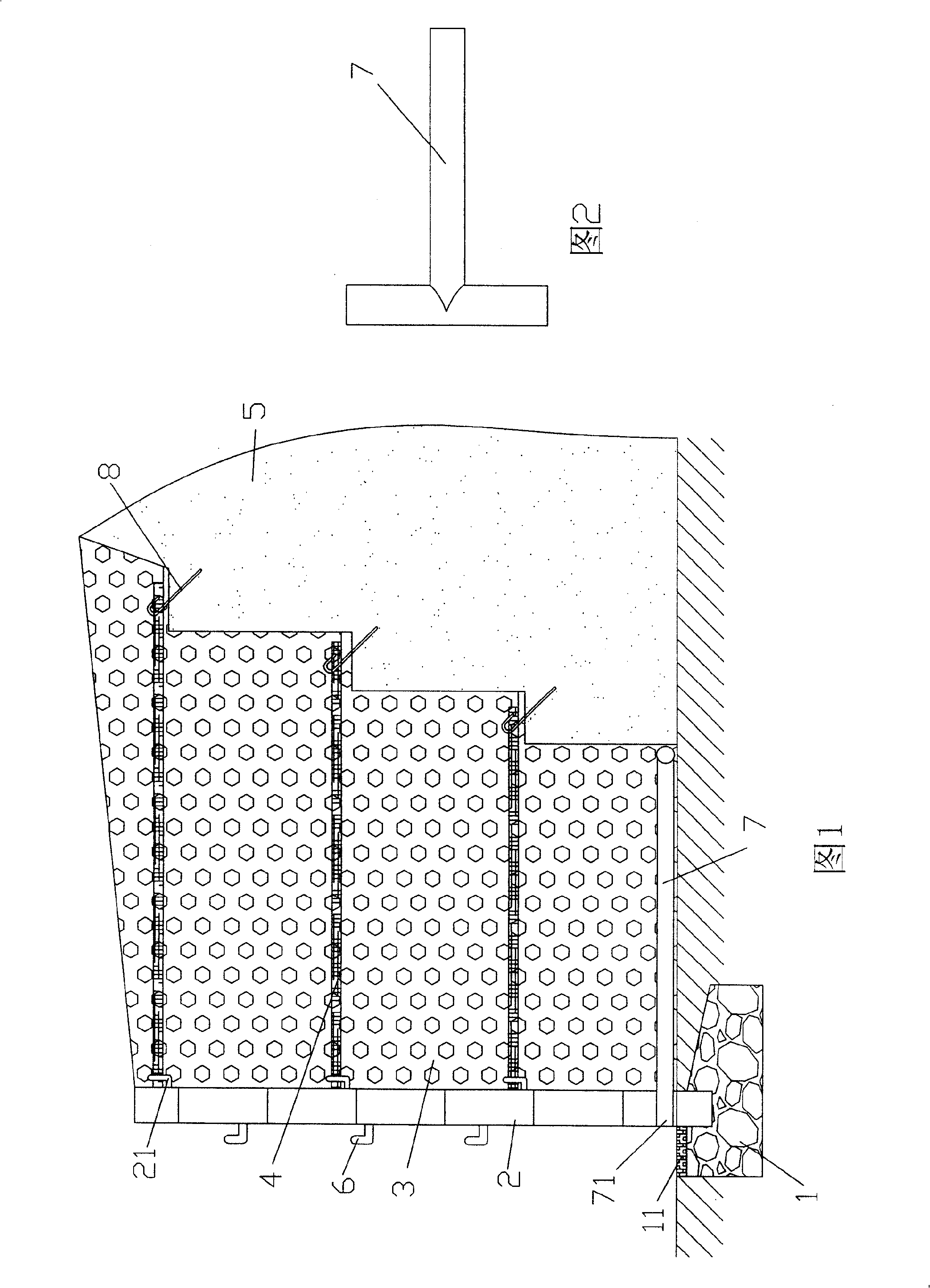 Retaining wall in lightweight, and construction method