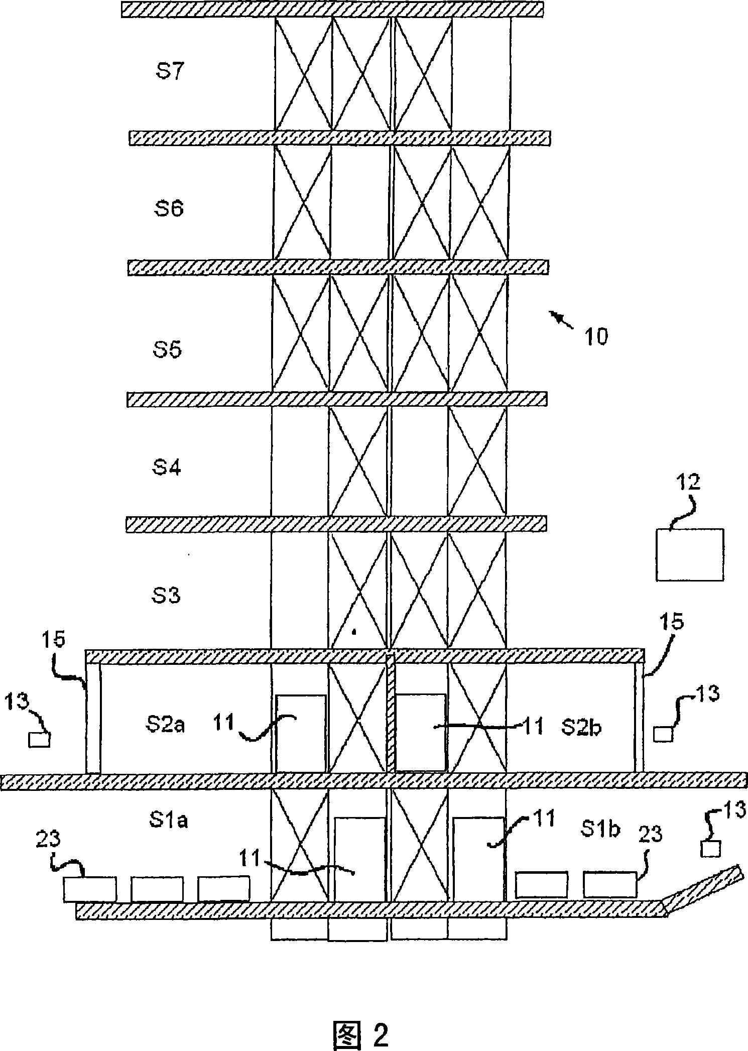 Method for transporting passengers in a building