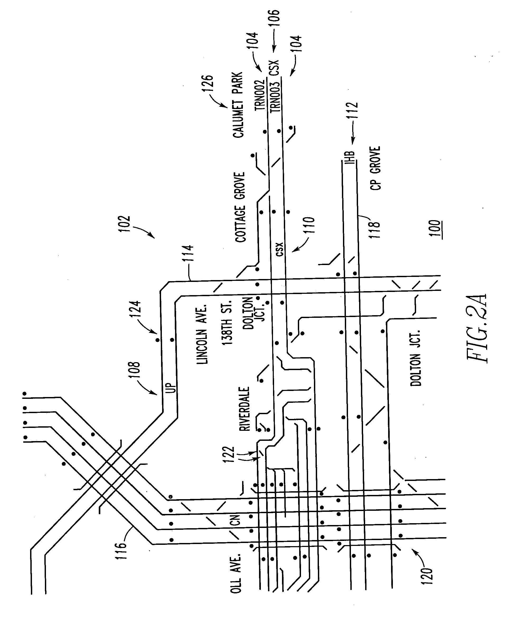 User interface for railroad dispatch monitoring of a geographic region and display system employing a common data format for displaying information from different and diverse railroad CAD systems