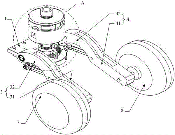 Three-wheel scooter rear wheel assembly structure