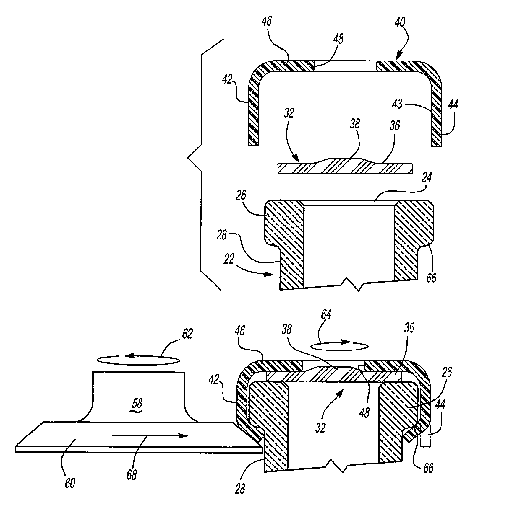 Method of sealing a cartridge or other medical container with a plastic closure