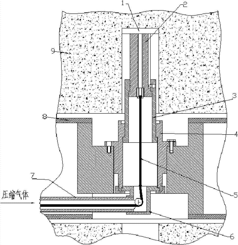 Pneumatic device for machining deep ring slots on inner cylindrical surface