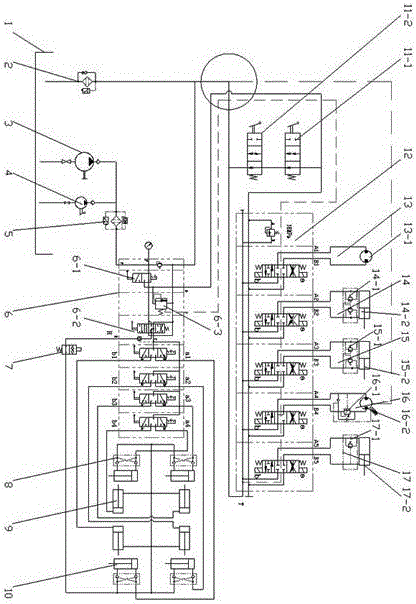 Hydraulic control system for folding arm-type overhead working truck