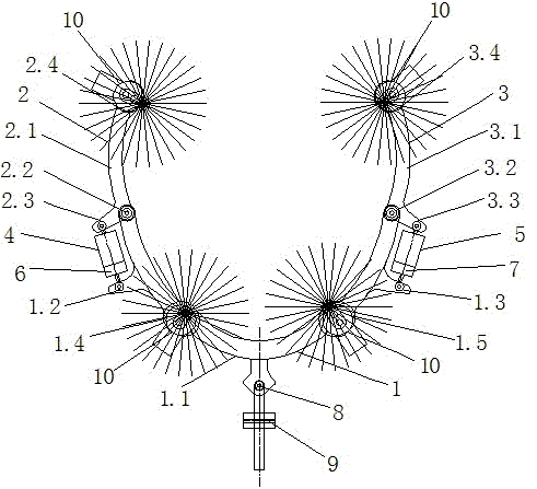 360-degree diameter-changing pneumatic sweeper