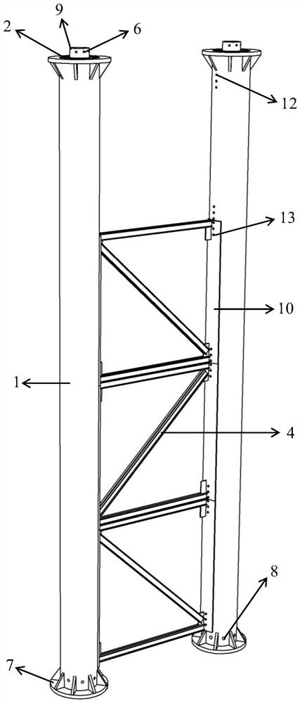 Prefabricated composite steel tube concrete latticed column and construction method
