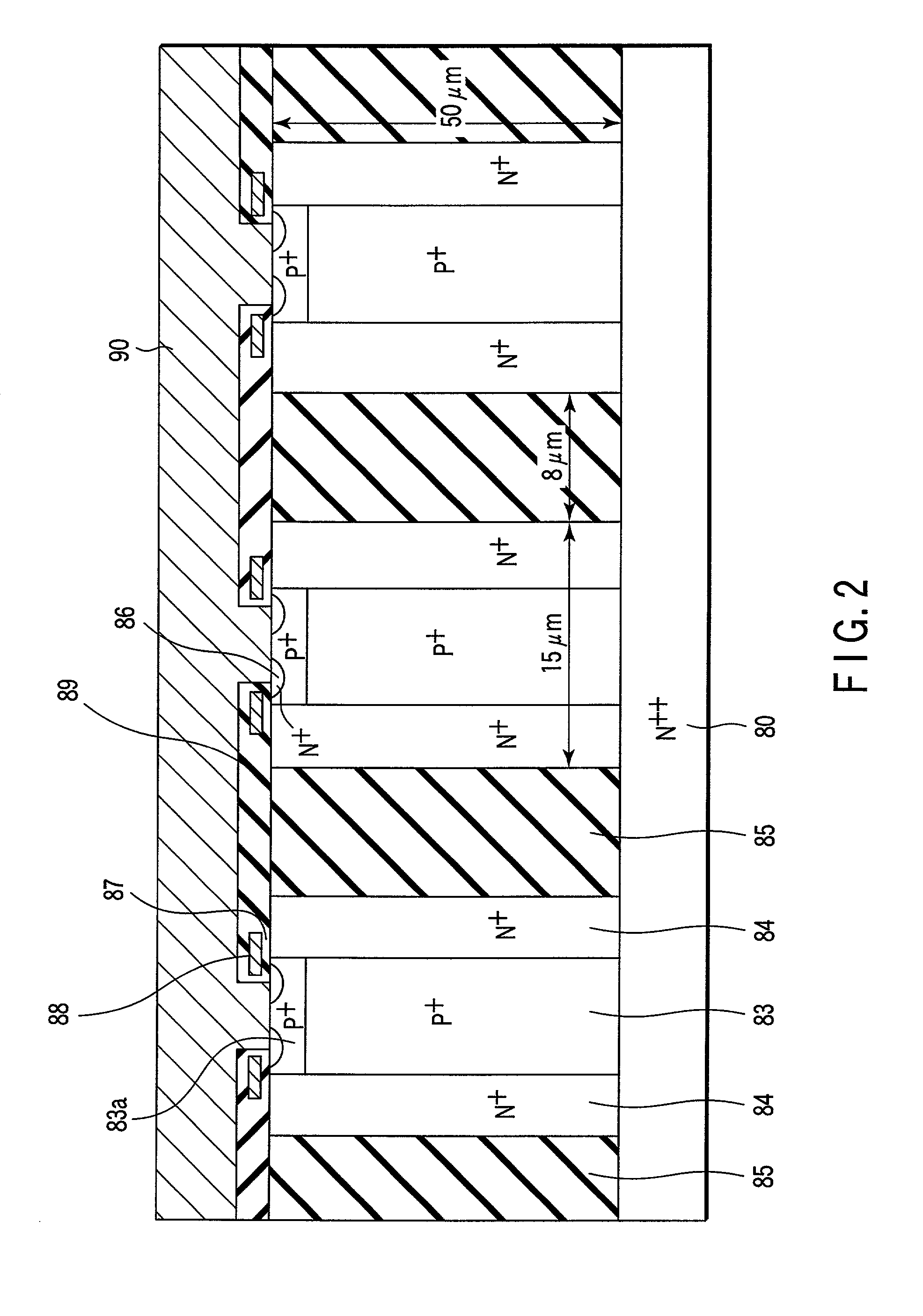 A power mosfet having laterally three-layered structure formed among element isolation regions