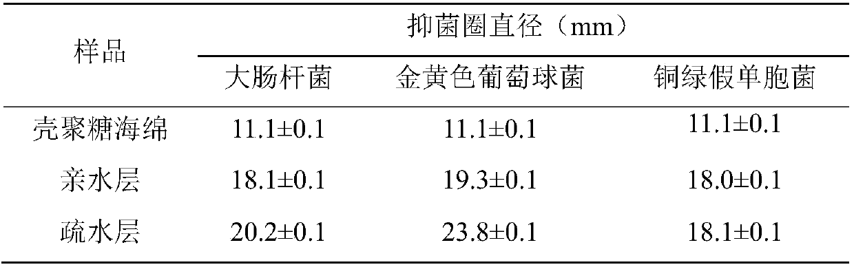 Preparation method of double-layer type water-proof, anti-bacterial and anti-cicatricial chitosan sponge dressing