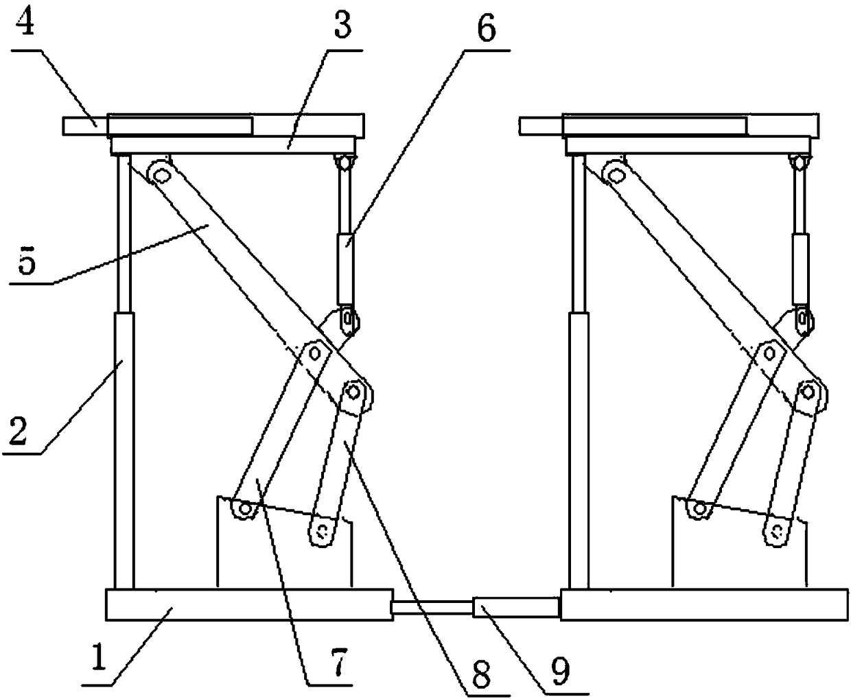 Telescopic top beam connecting rod type temporary support bracket and support method