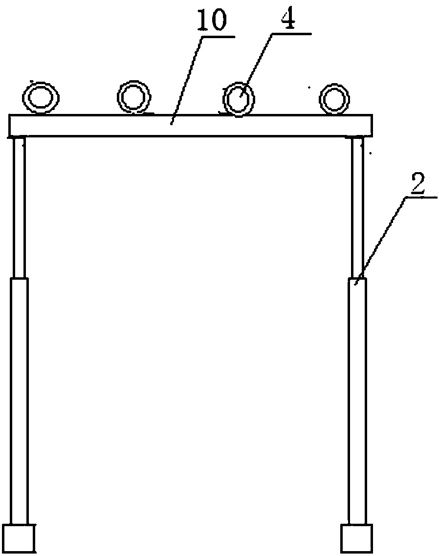 Telescopic top beam connecting rod type temporary support bracket and support method