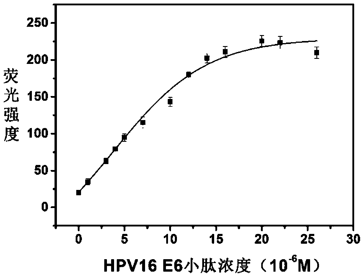 Application of an eu-containing polymetallic oxygen cluster in the detection of human papillomavirus early oncoprotein e6 in vitro