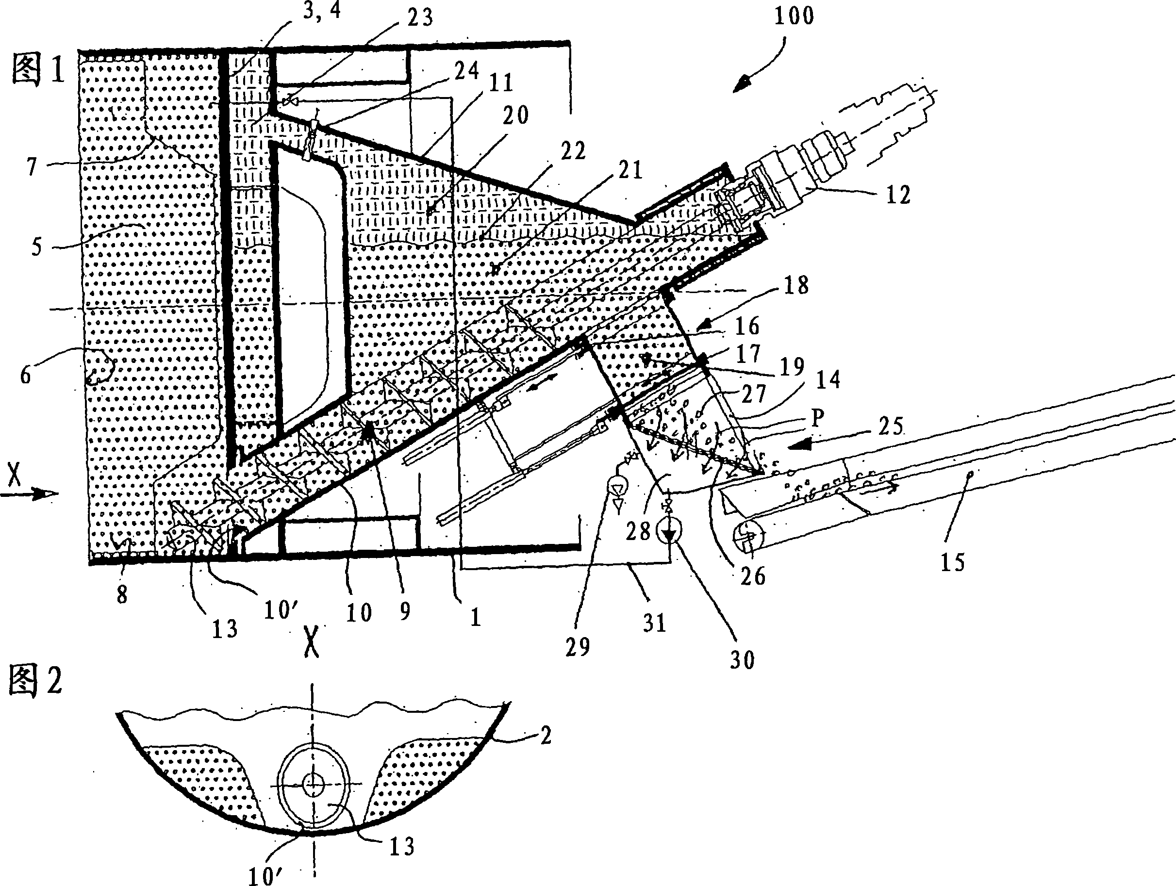 Method and tunnel drilling machine or selective cutting machine for driving a tunnel borehole