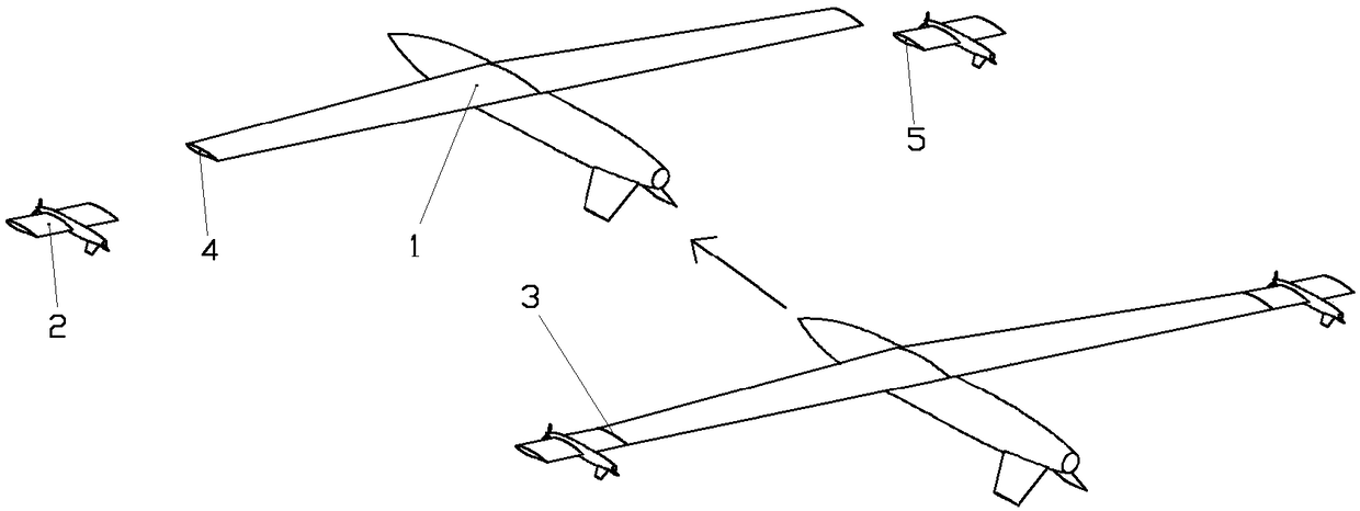 Primary and secondary aircraft with wing tips connected in parallel