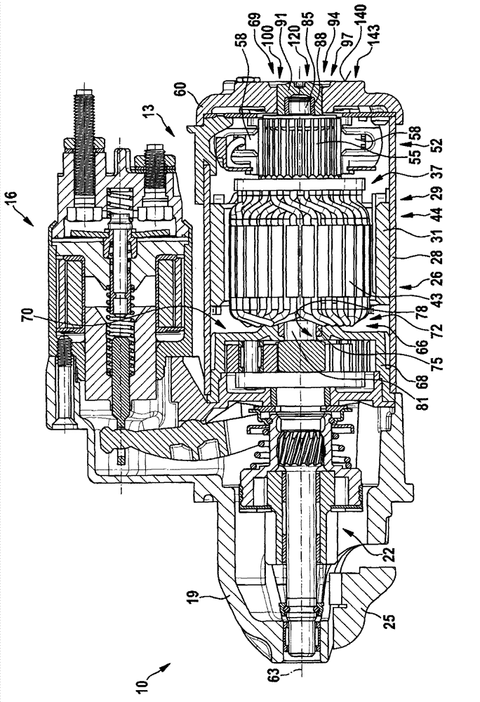 Electric machine, in particular starting device, and method for producing a support bearing assembly of an electric machine
