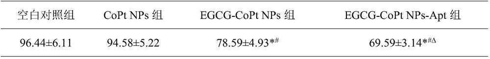 EGCG-CoPt NPs-Apt nanoparticles as well as preparation method and application thereof