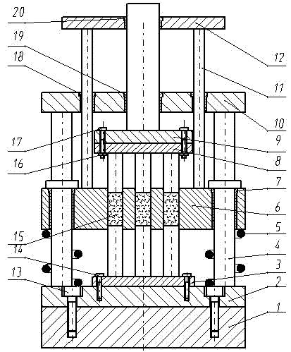 Bi-directional powder pressing forming device capable of demoulding automatically