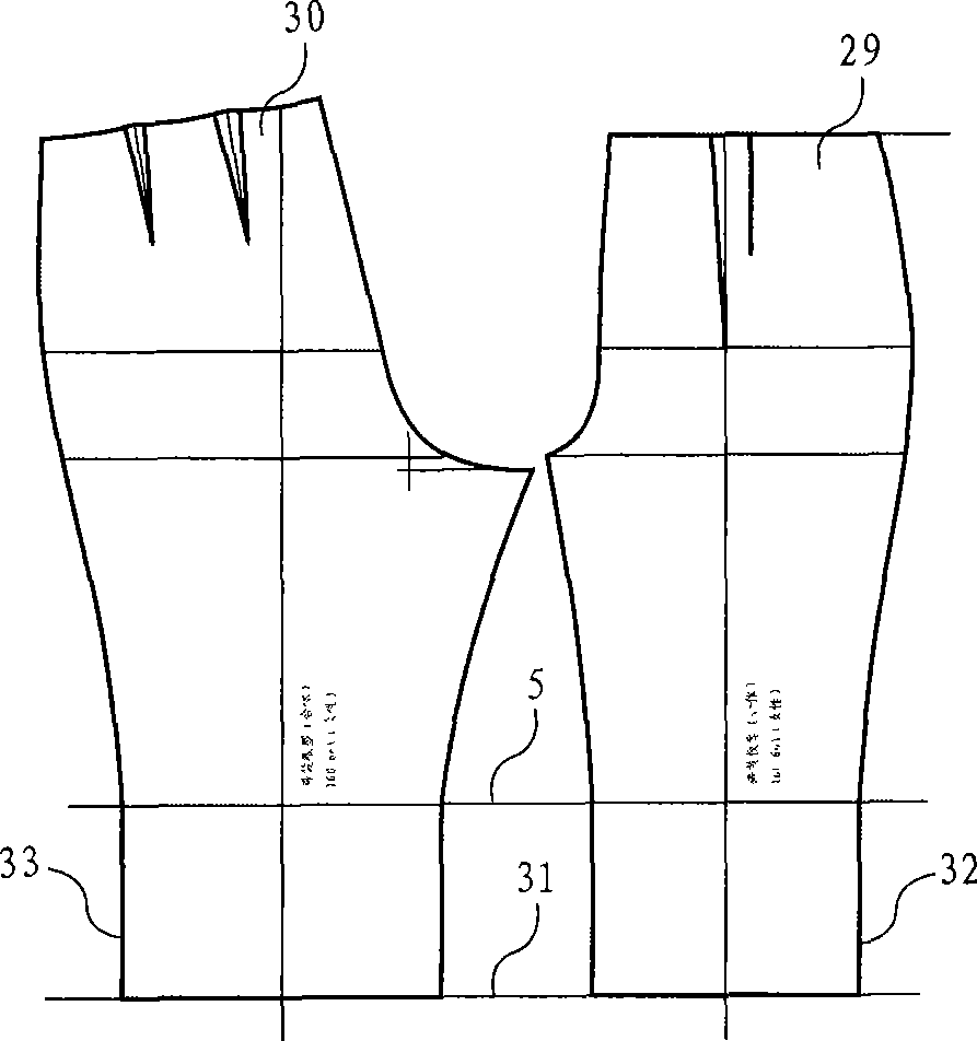 Trouser suit pattern as well as structure design skill and technique for trouser suit