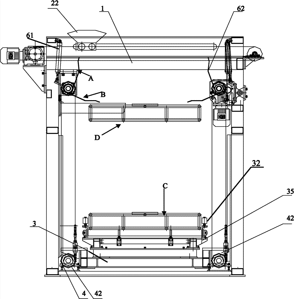 Glue sheet placement and lamination weighing and lifting device and control method thereof