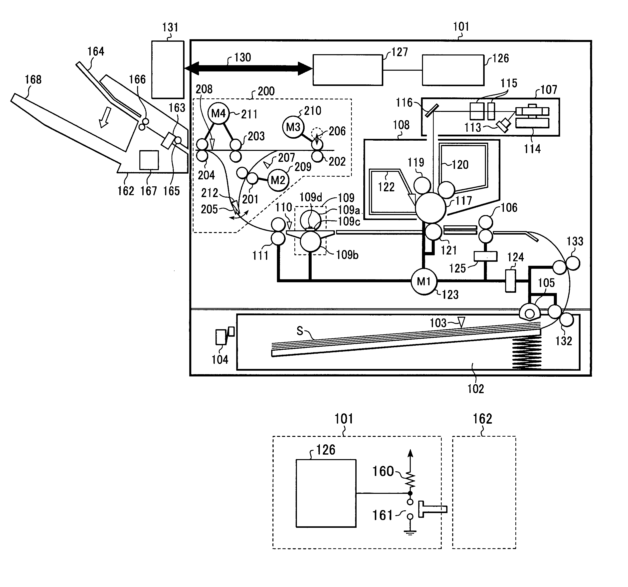 Image forming apparatus to which a sheet discharge device can be detachably mounted