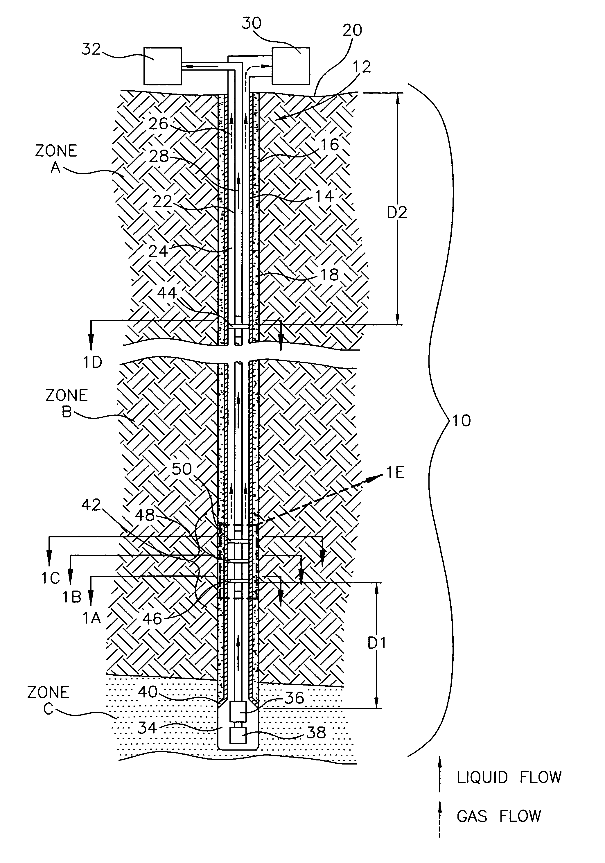 Method and system for producing gas and liquid in a subterranean well