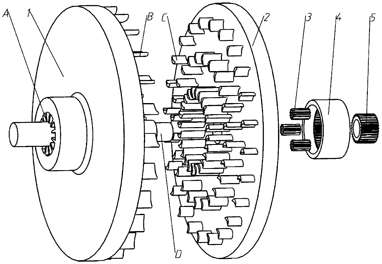 A multi-stage radial flow counter-rotating turbine structure
