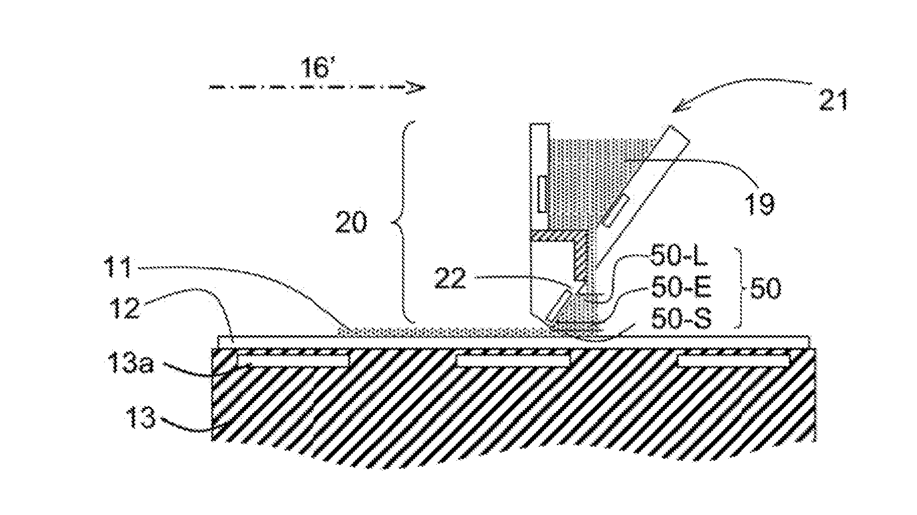 Device and method for knife coating an ink based on copper and indium