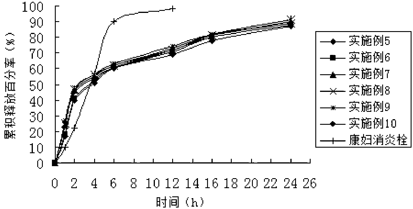 Kangfu anti-inflammatory vaginal expansion suppository as well as preparation method and detection method thereof