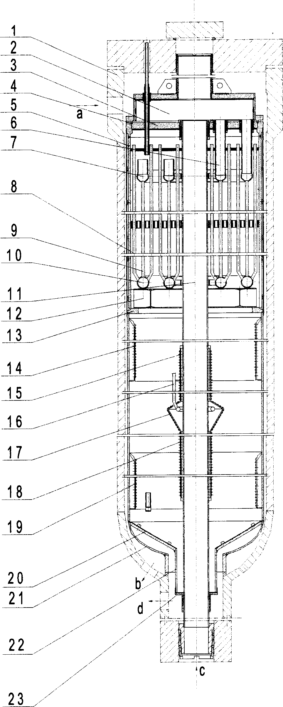Front-placed type axial-radial synthesis tower