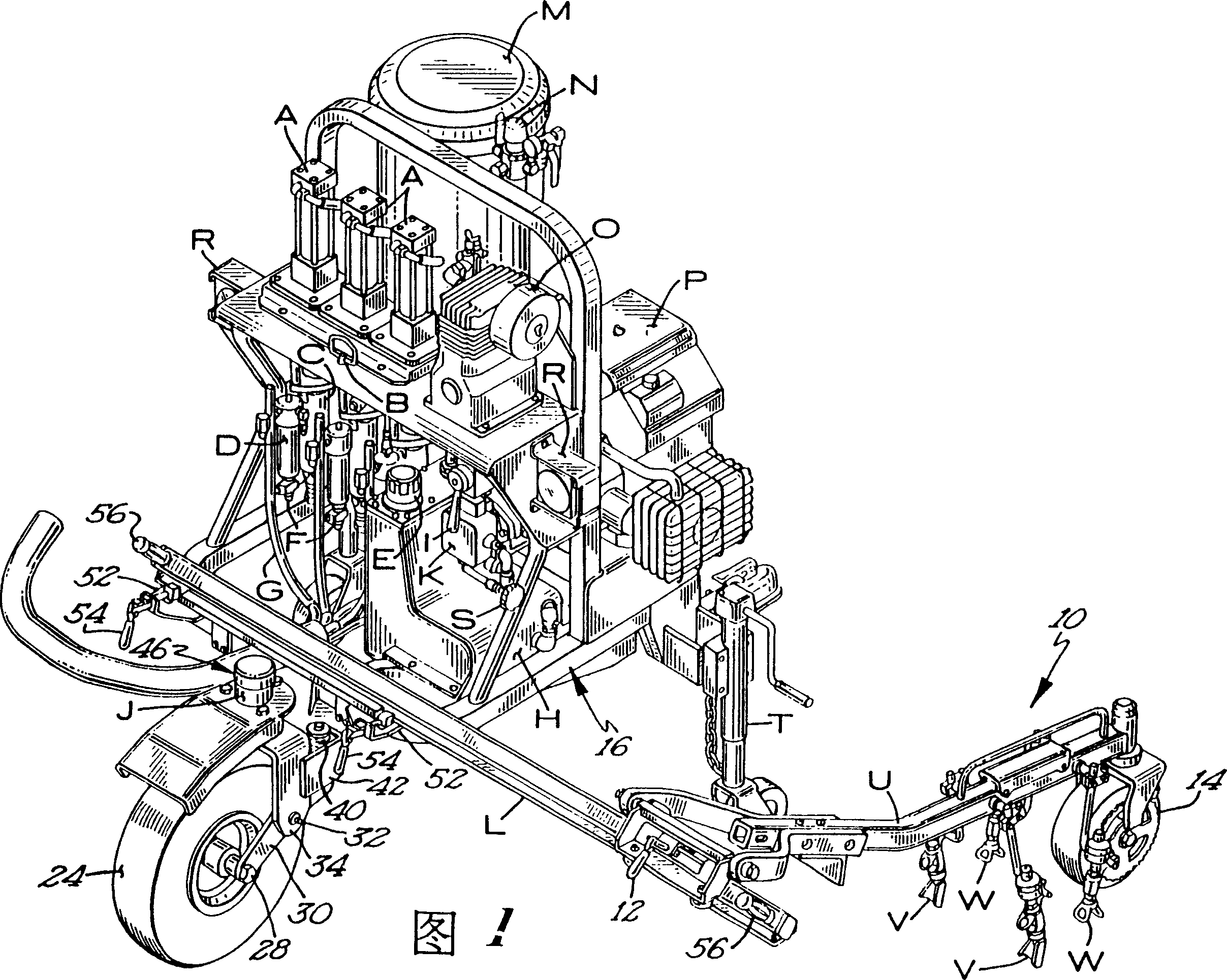 Road line-drawing device drawn by vehicle