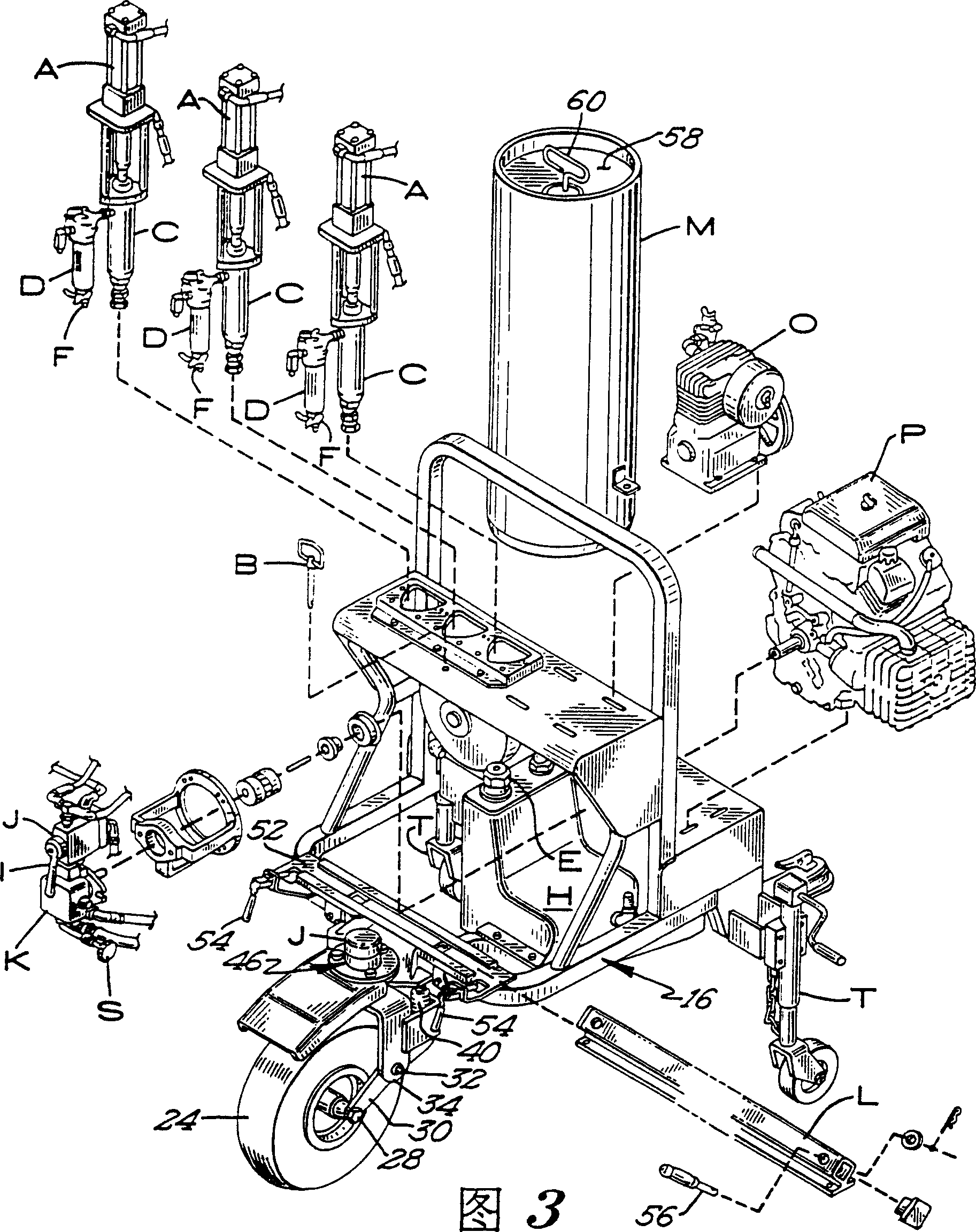 Road line-drawing device drawn by vehicle