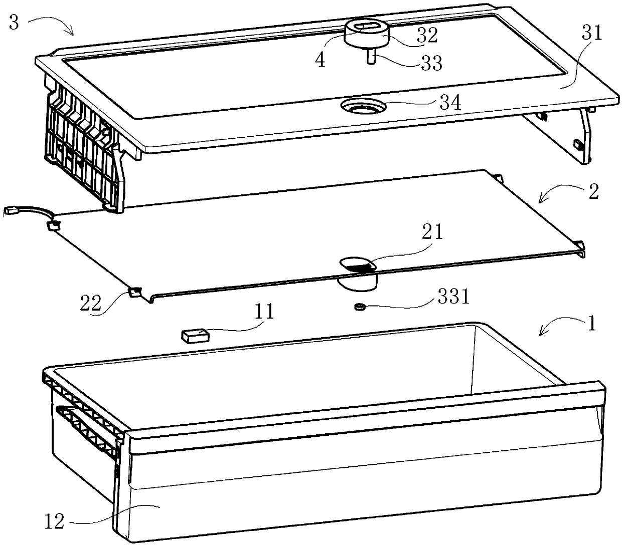 Humidity regulating drawer and refrigerator for refrigerator