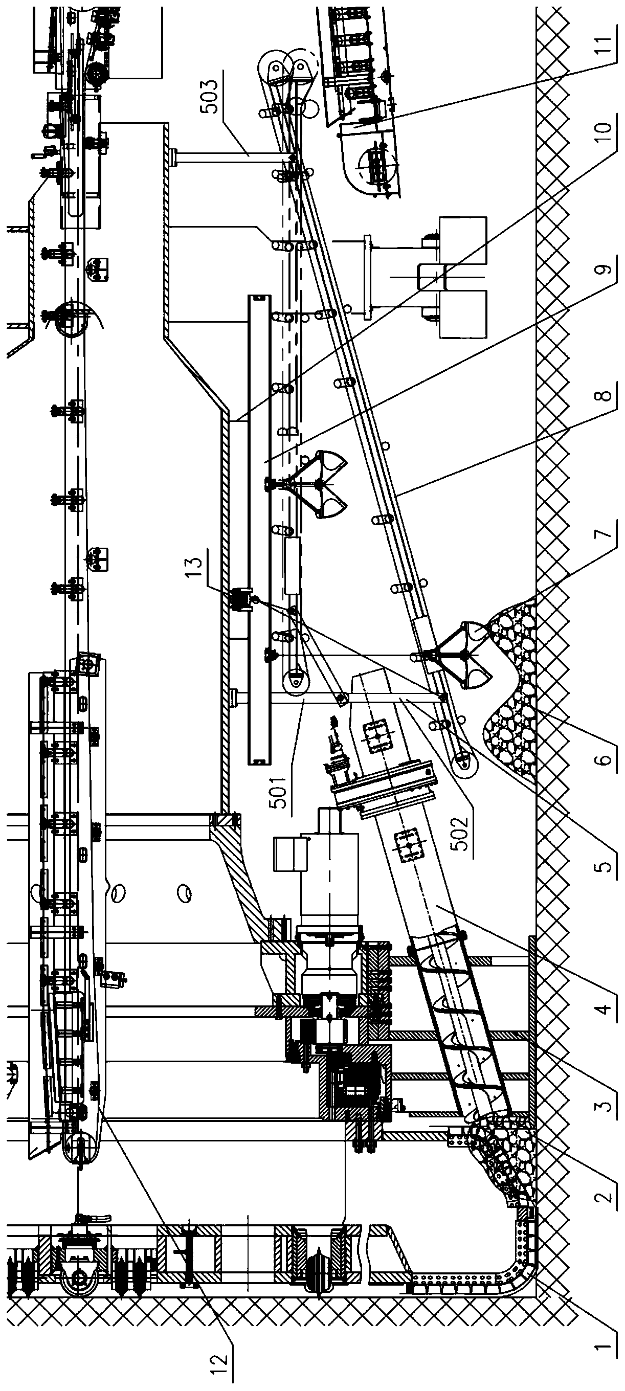 TBM and continuous deslagging device thereof