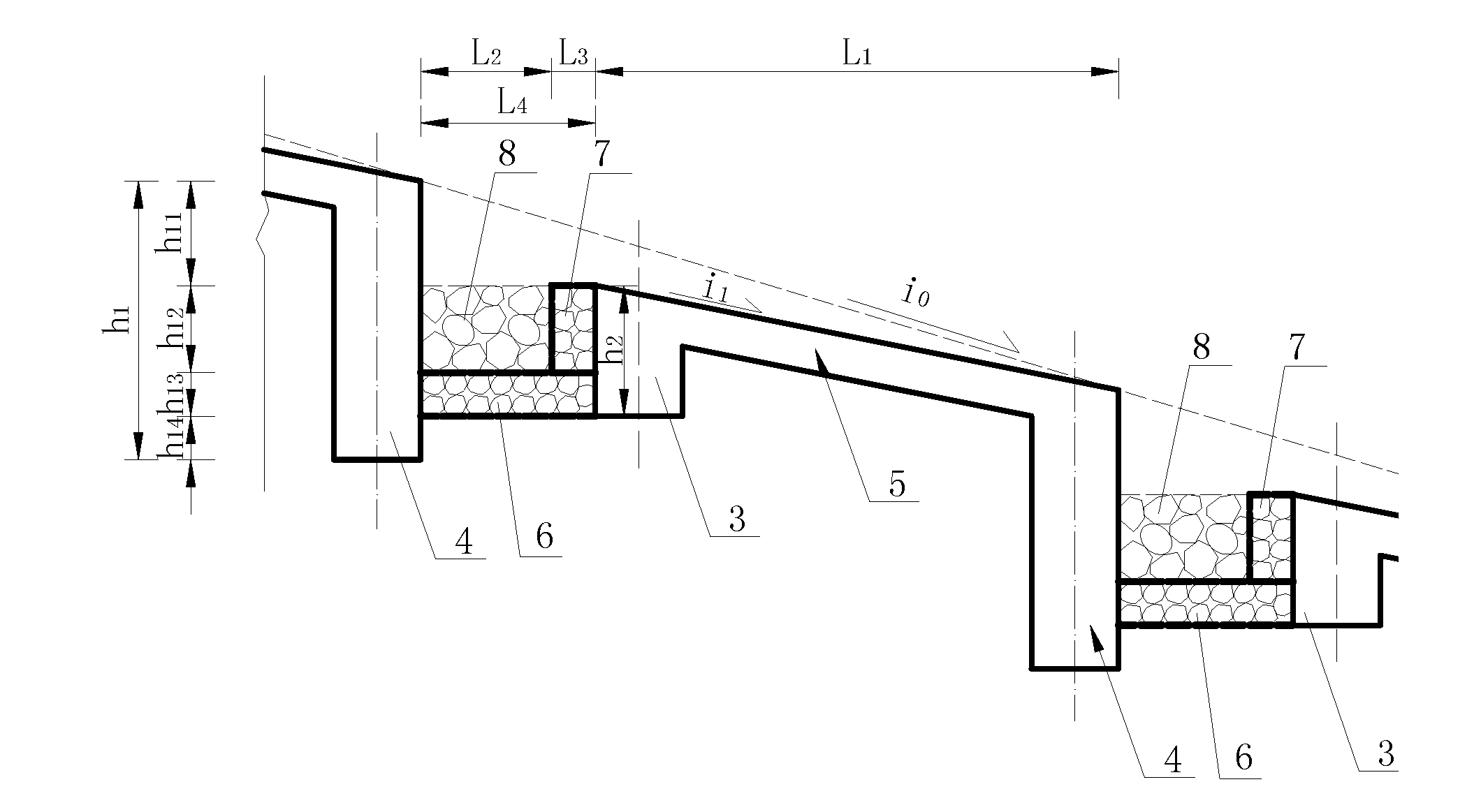 Debris flow drainage channel with step pool structure and its applications