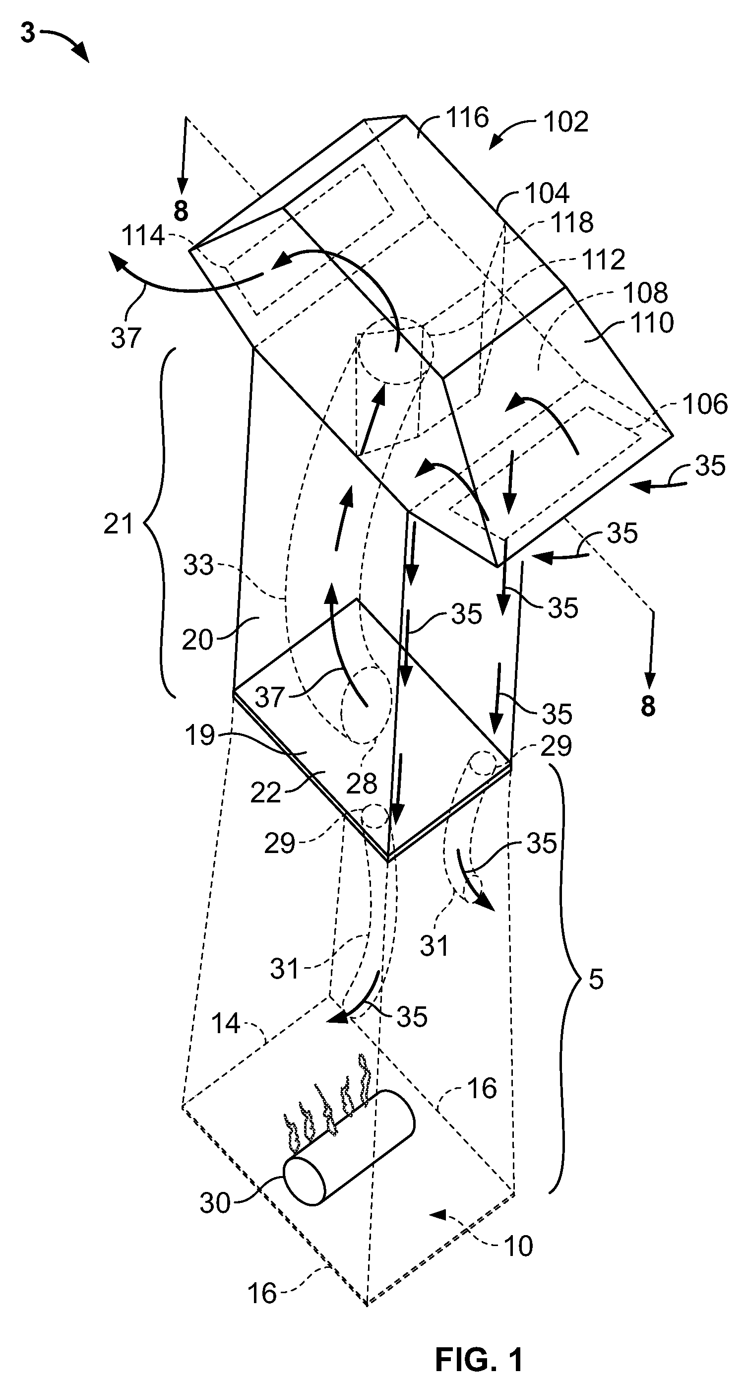 Partitioned chimney cap and fireplace venting system
