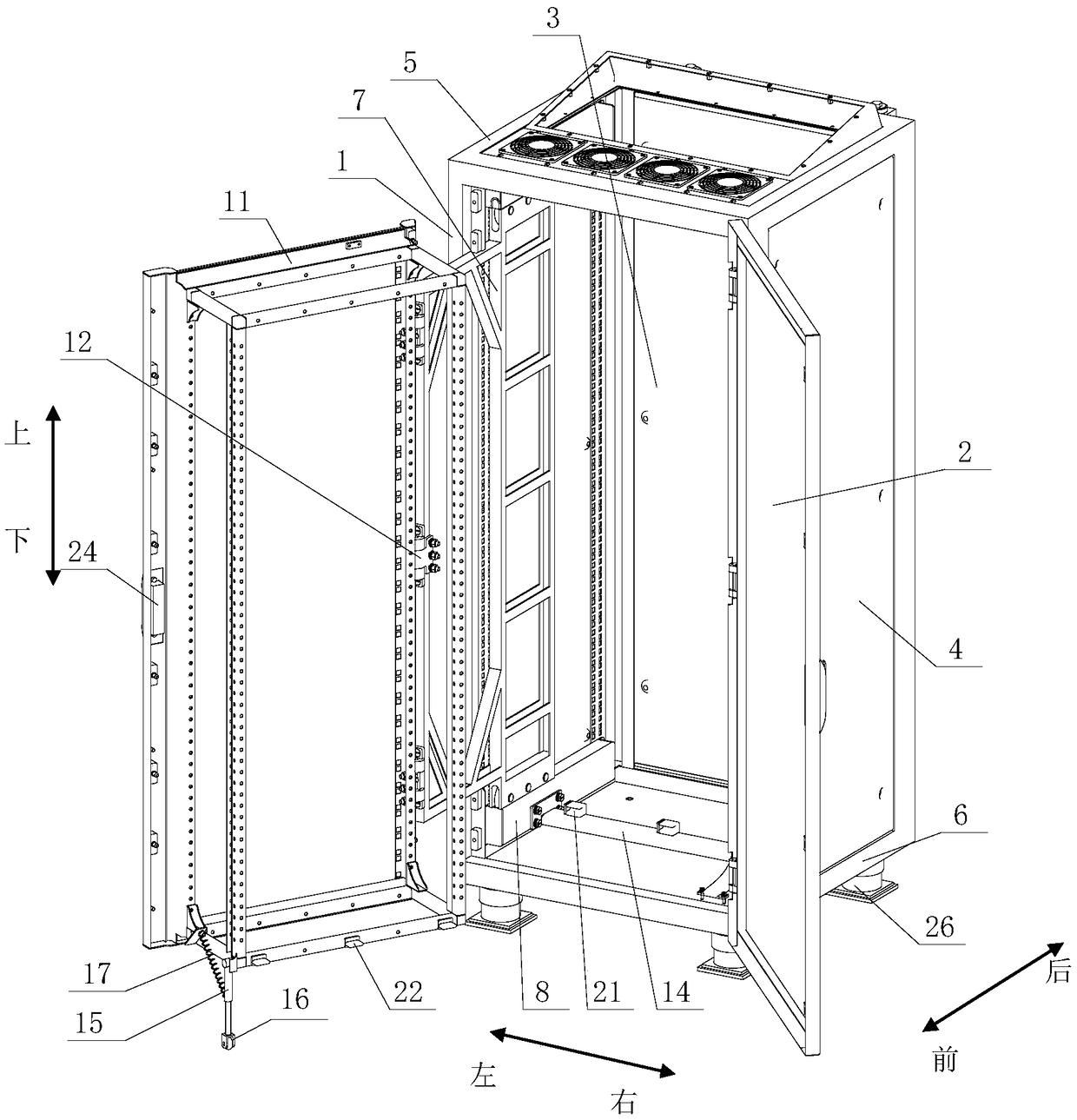 Cradle cabinet for pull-type radar electronic device
