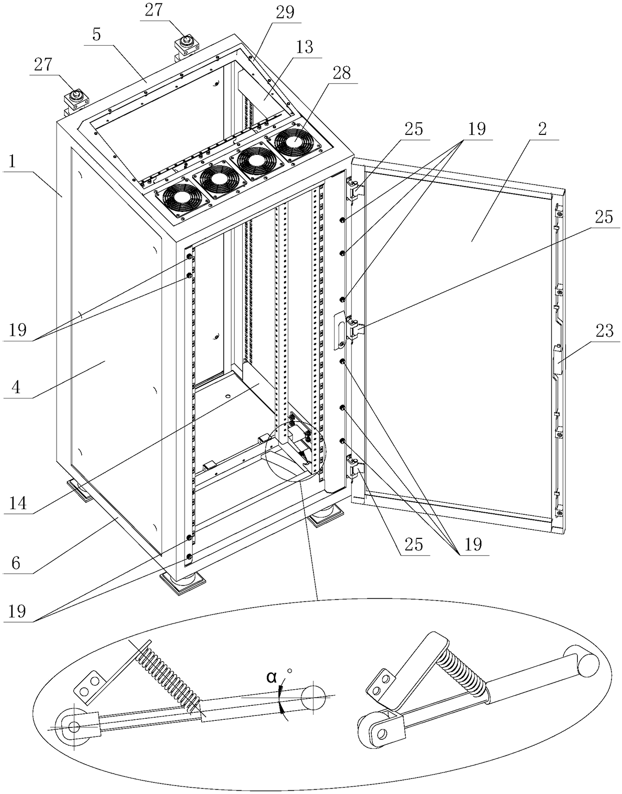 Cradle cabinet for pull-type radar electronic device