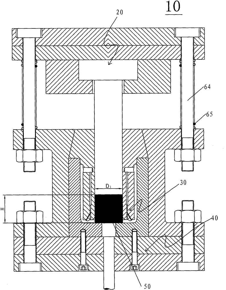 Die and method for angular extrusion forming of annular channel of magnesium alloy cup-shaped component