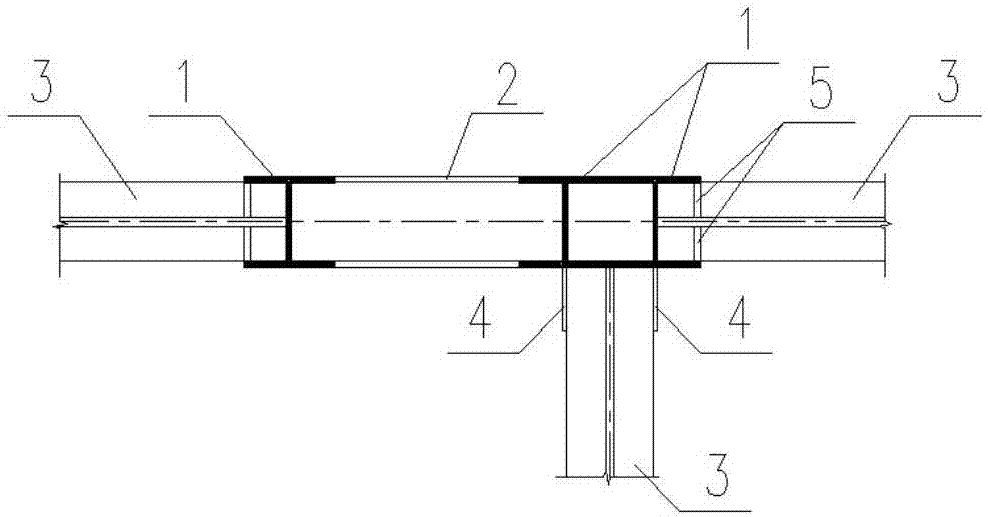 Flat pipe column-H-shaped steel beam connecting joint