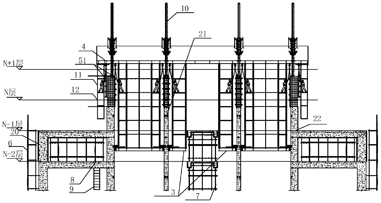 Synchronous construction integral steel platform formwork device and construction method